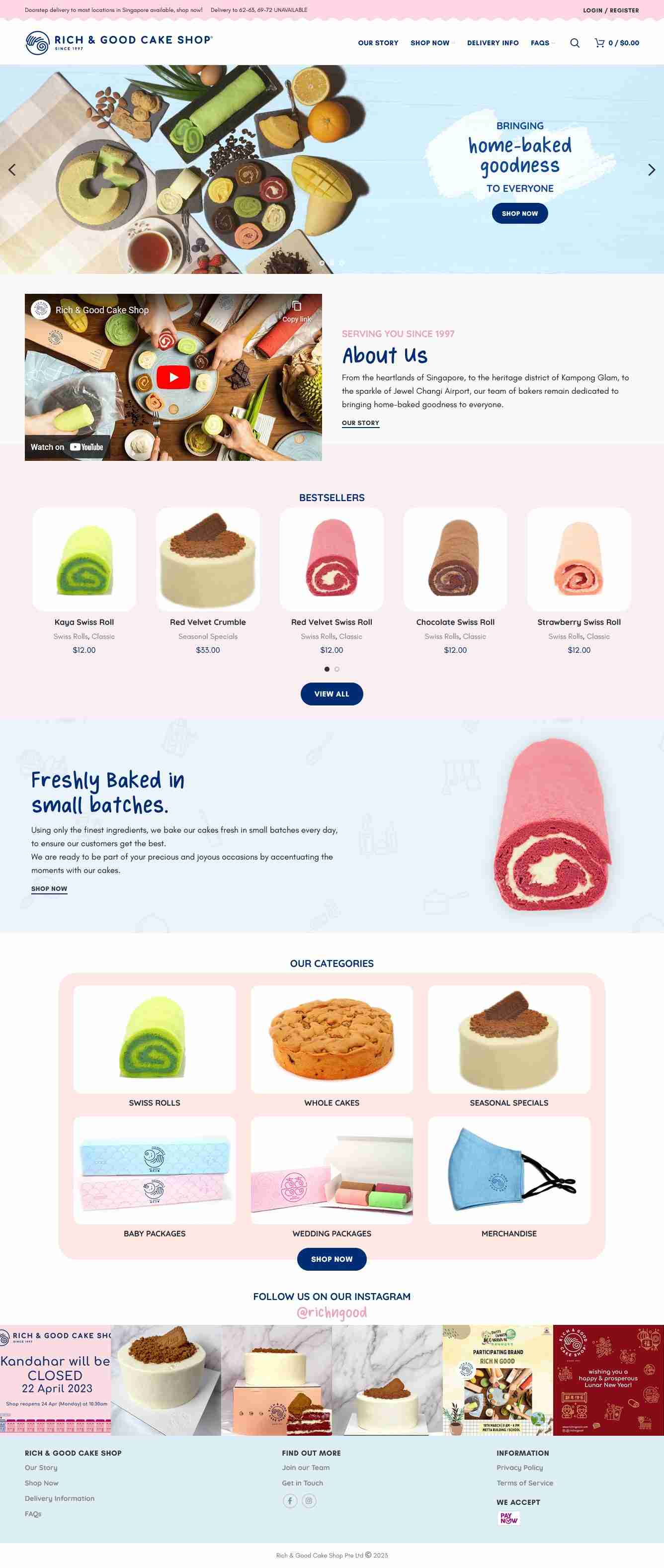 Rich & Good Cake Shop full desktop view