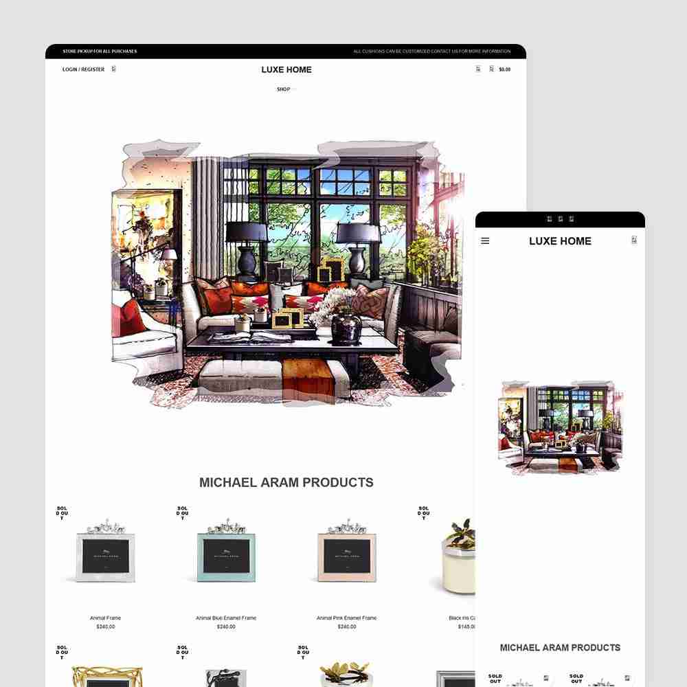 Web Design Portfolio Cover - Luxe Furnishings - Mobile and Tablet Views